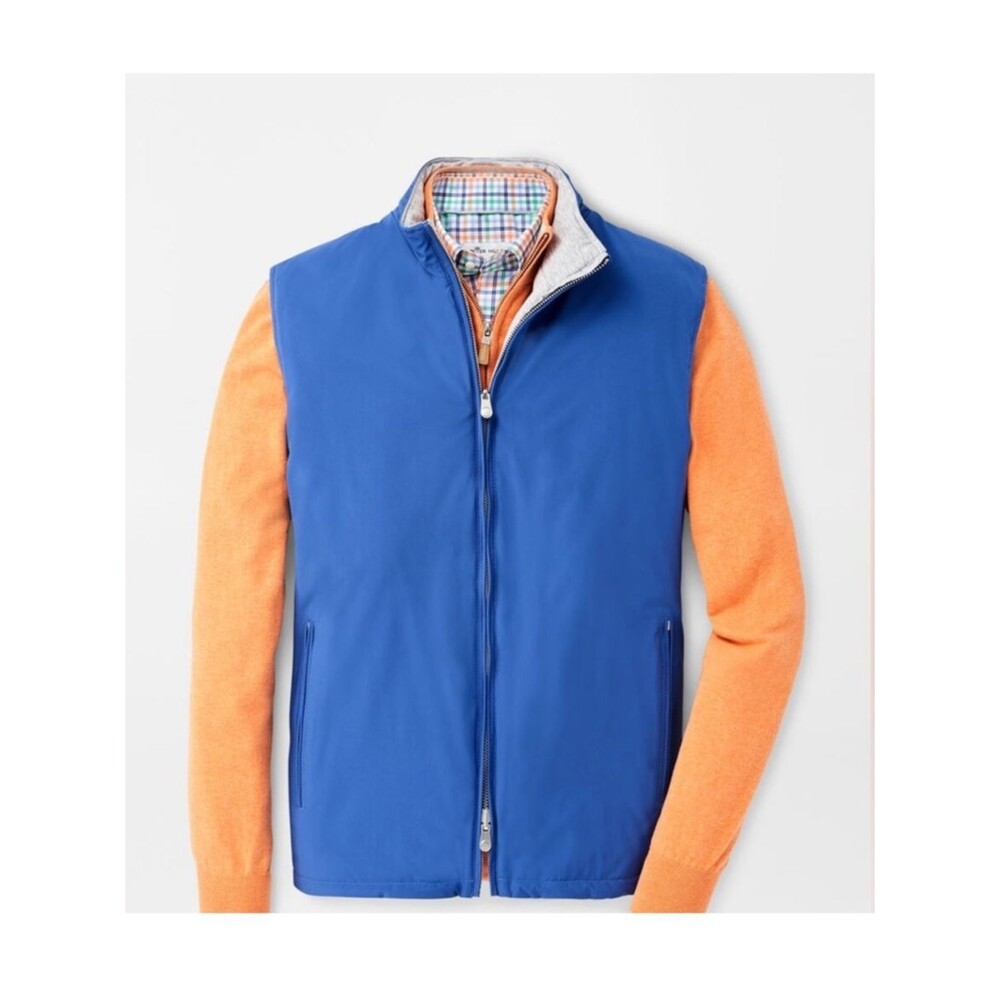 NEW Peter Millar Crown Blue Gray Reversible Full Zip Golf Vest Men’s Size XL